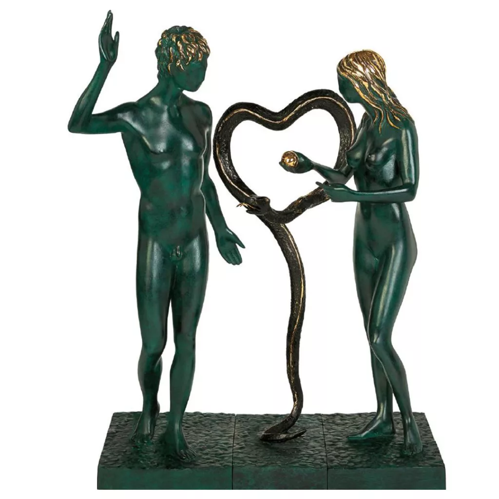 Salvador Dali, Adam et Eve, sculpture en bronze